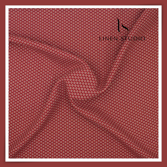 60 Lea Pure Linen Printed Shirting by Burgoyne Ireland - Red Phool (NEW)