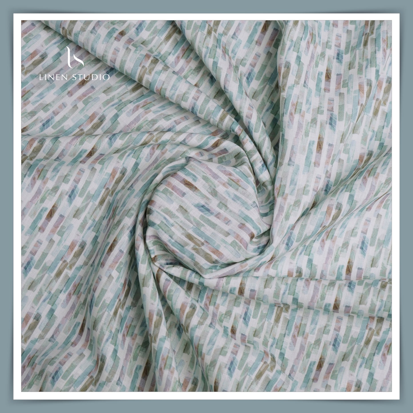 Burgoyne 60 Lea Printed Linen - Multicolour Blocks - Linen Studio