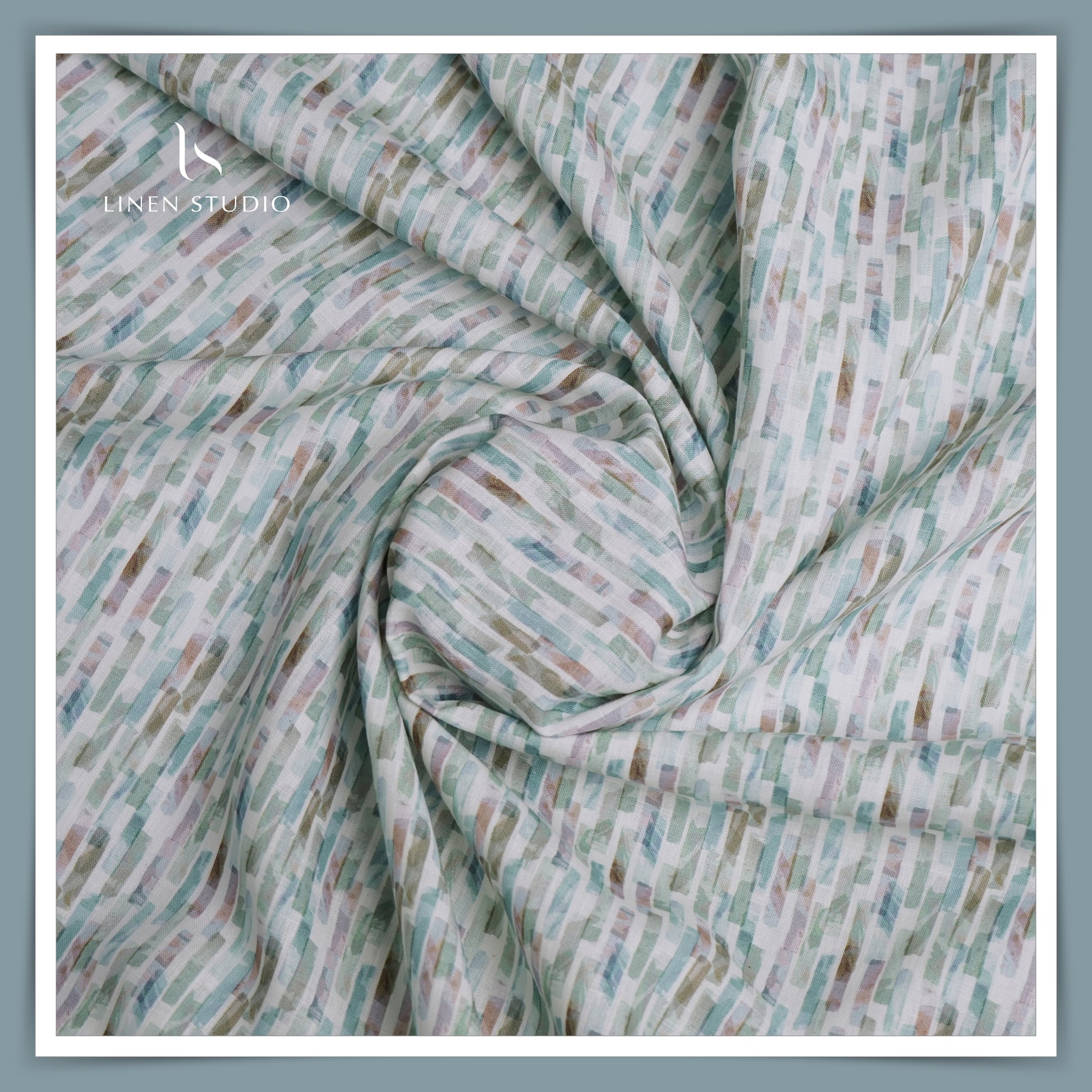 Burgoyne 60 Lea Printed Linen - Multicolour Blocks - Linen Studio