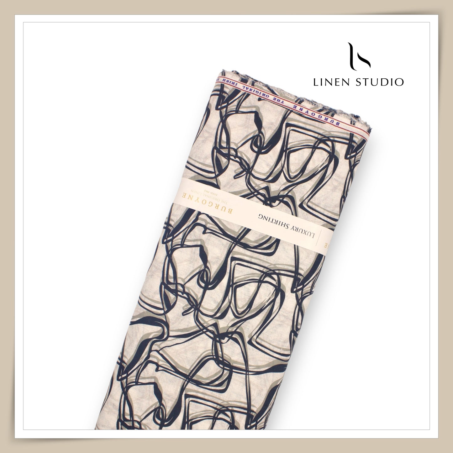 Burgoyne 70 Lea Premium Linen Digital Printed Shirting - Abstract Lines (NEW)