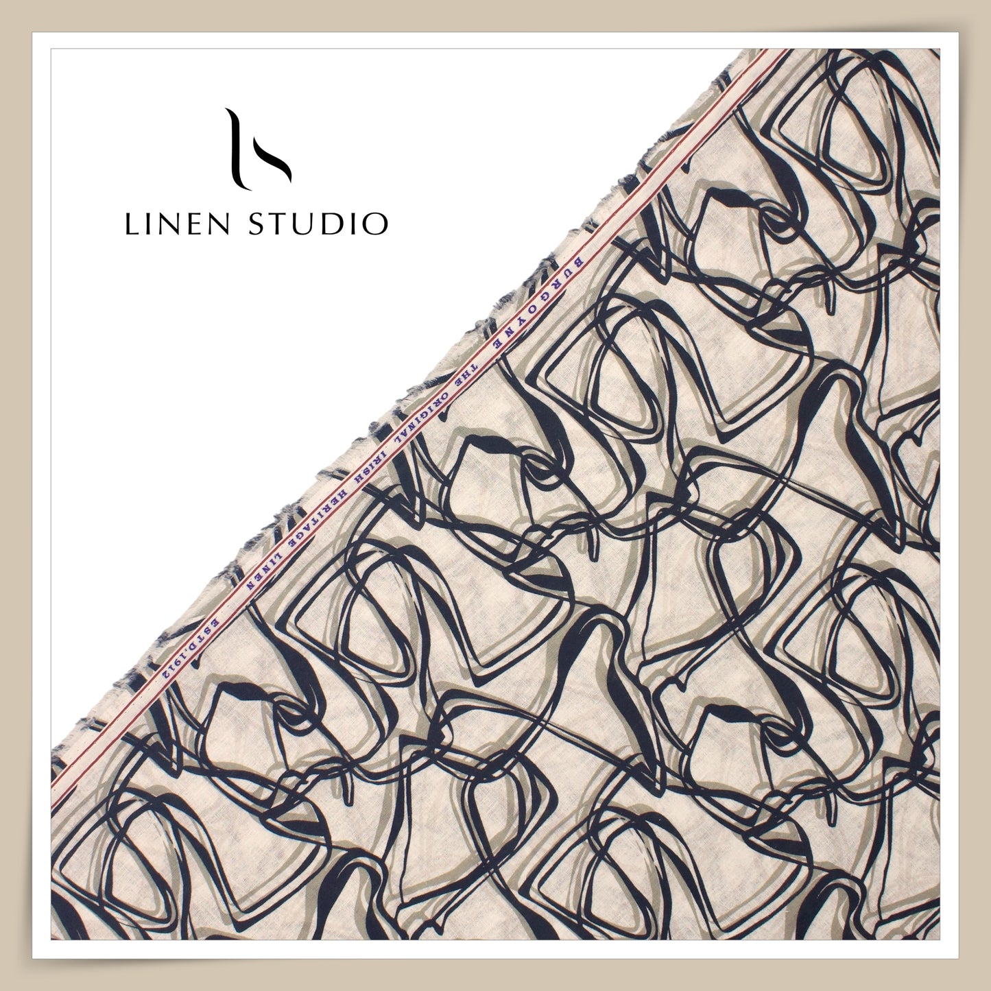 Burgoyne 70 Lea Premium Linen Digital Printed Shirting - Abstract Lines (NEW)