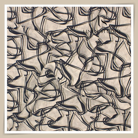 Burgoyne 70 Lea Premium Linen Digital Printed Shirting - Abstract Lines (NEW)