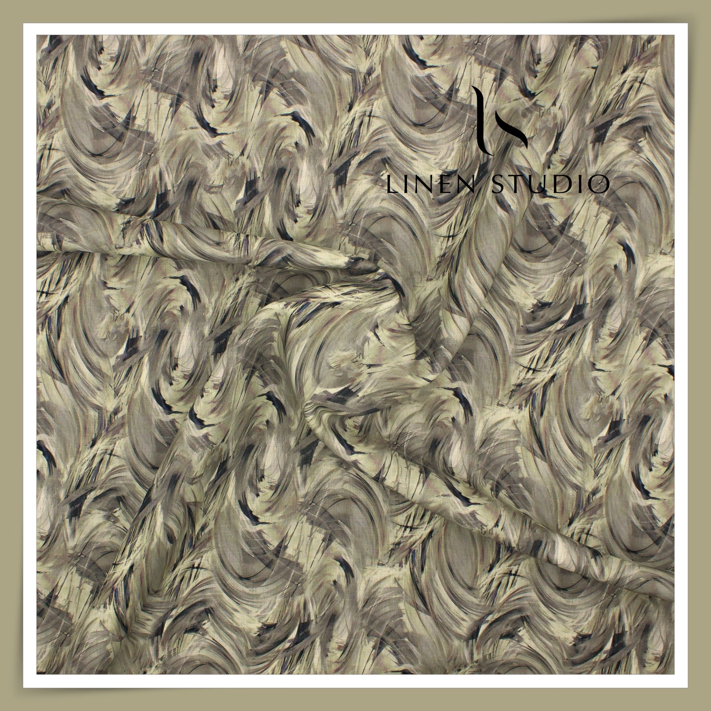 60 Lea Pure Linen Printed Shirting by Burgoyne Ireland - Brush Strokes (NEW)