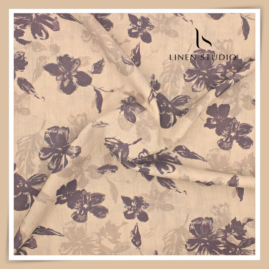 Burgoyne 70 Lea Premium Linen Digital Printed Shirting - Pastel Flowers (NEW)