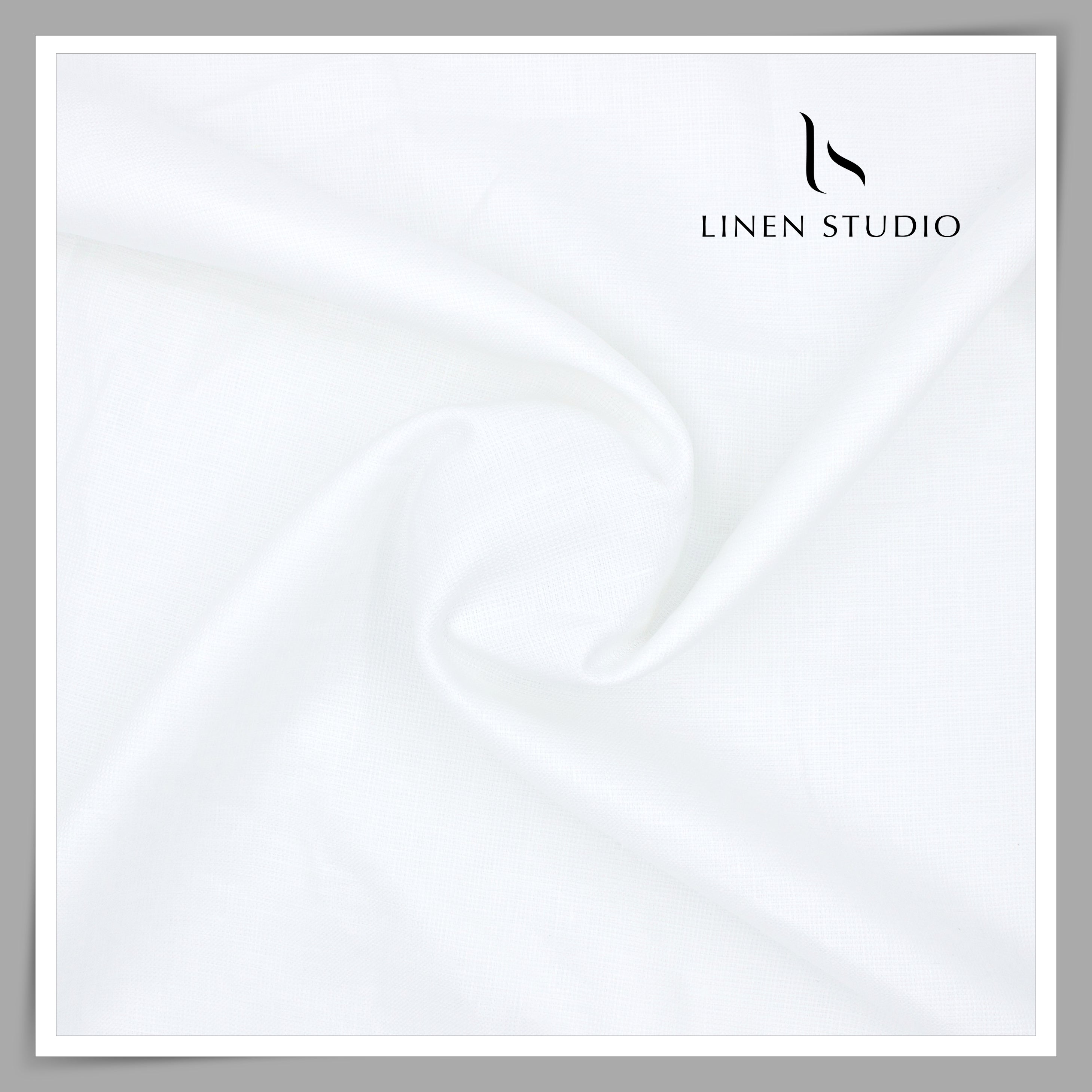 70 Lea Pure Linen Close Netted Shirting by Burgoyne - Bright White (Zo ...