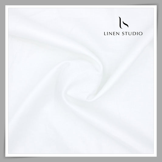 70 Lea Pure Linen Close Netted Shirting by Burgoyne - Bright White (Zoom In) (40% SALE)