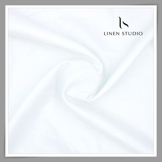 70 Lea Pure Linen Netted Shirting by Burgoyne - Bright White (Zoom In) (40% SALE)