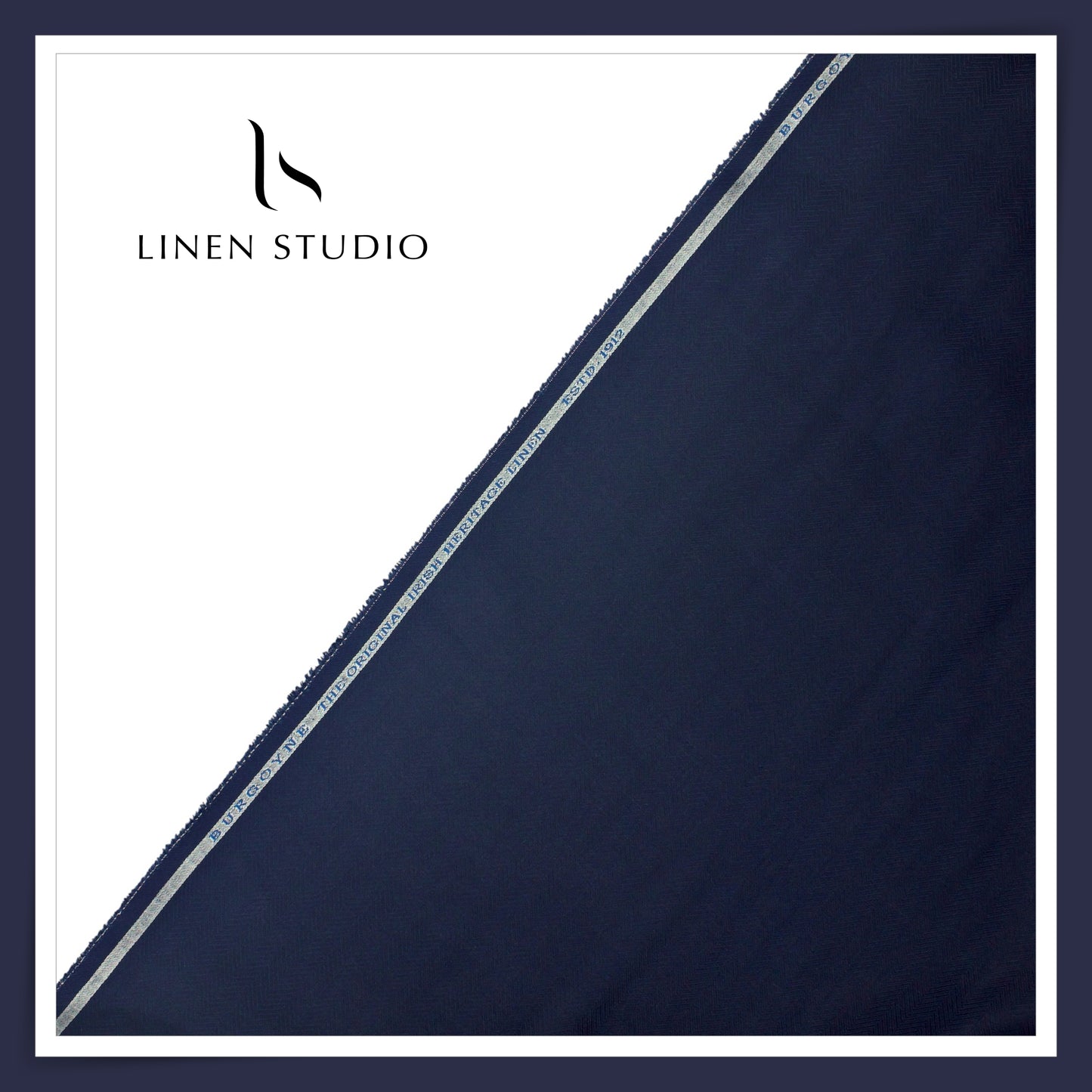 70 Lea Pure Linen Herringbone Design Shirting by Burgoyne - Royal Blue (NEW) (Zoom In) (Last Few Mtrs)