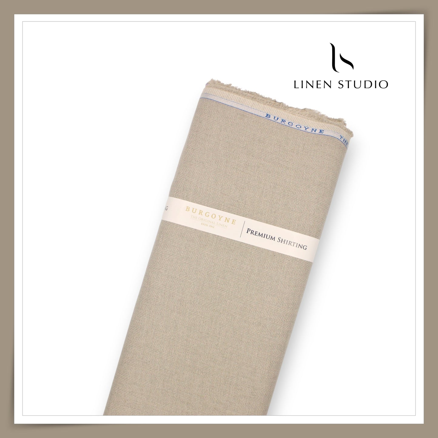 70 Lea Pure Linen Herringbone Design Shirting by Burgoyne - Natural (NEW) (Zoom In)