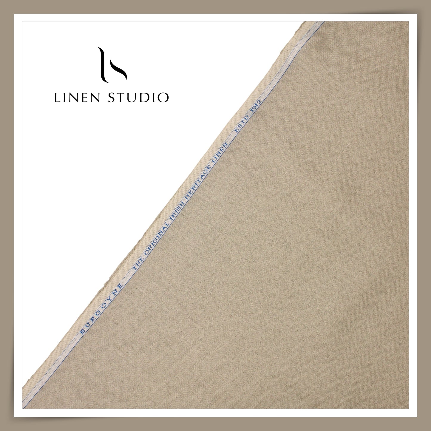 70 Lea Pure Linen Herringbone Design Shirting by Burgoyne - Natural (NEW) (Zoom In)