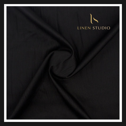 Burgoyne Linen Cotton Stretchable Suiting - Jet Black (NEW)