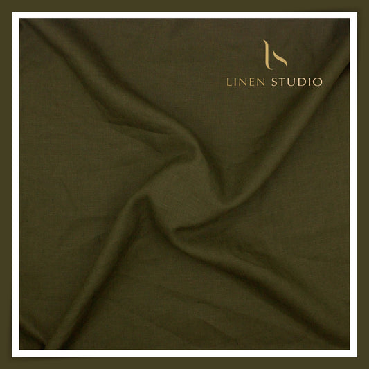 40 Lea Pure Linen Premium Suiting by Burgoyne Ireland - Olive Green (NEW)