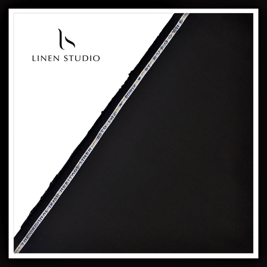 1.10 MTR SUITING - BURGOYNE 40 LEA PURE LINEN SUITING (JET BLACK) EB 102 (FLAT RATE)