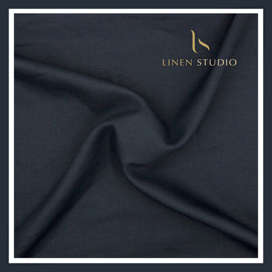 40 Lea Pure Linen Premium Suiting by Burgoyne Ireland - Dark Ebony Blue (NEW)