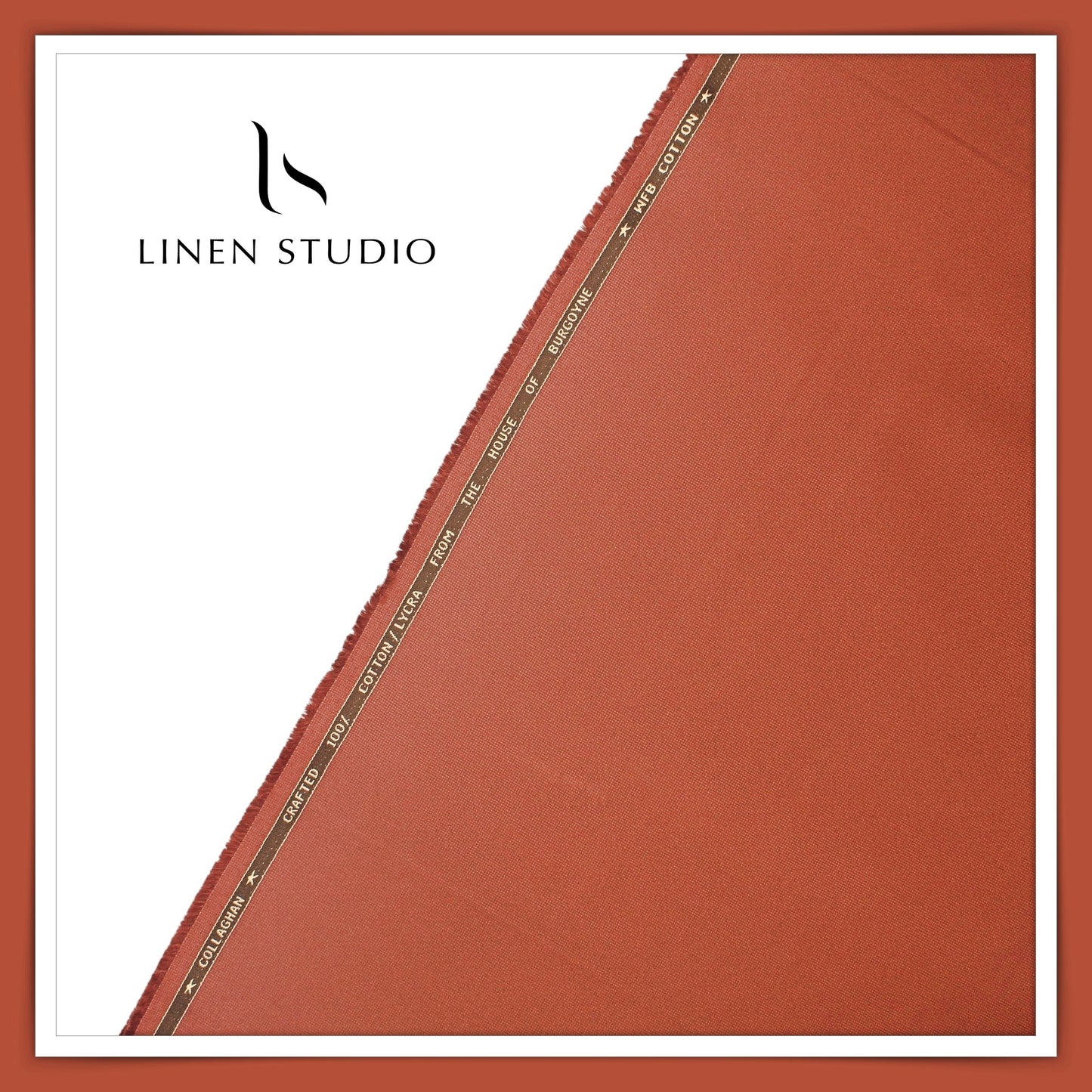 Cotton Dobby Lycra Suiting by Burgoyne Ireland - Brown Rust (Zoom in)