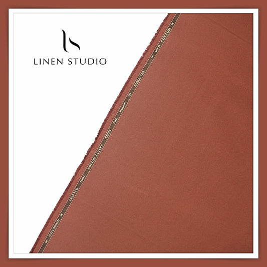 Cotton Dobby Lycra Suiting by Burgoyne Ireland - Brick Rust (Zoom in) (NEW)