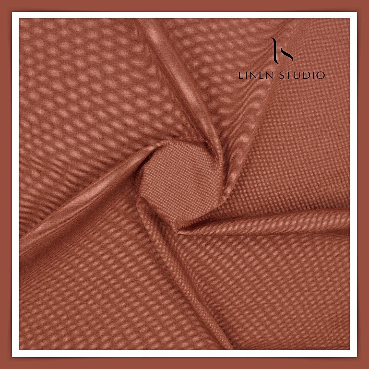 Cotton Dobby Lycra Suiting by Burgoyne Ireland - Brick Rust (Zoom in) (NEW)