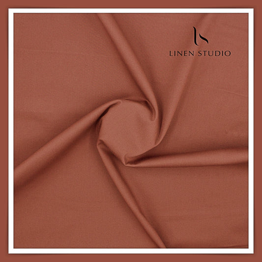 Cotton Dobby Lycra Suiting by Burgoyne Ireland - Brick Rust (Zoom in) (NEW)