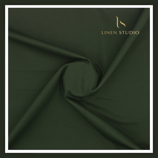 Cotton Dobby Lycra Suiting by Burgoyne Ireland - Metal Green (Zoom in)