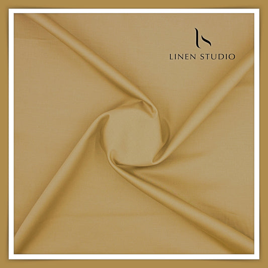 Slub Satin Stretch Cotton Suiting by Burgoyne Ireland - Khaki