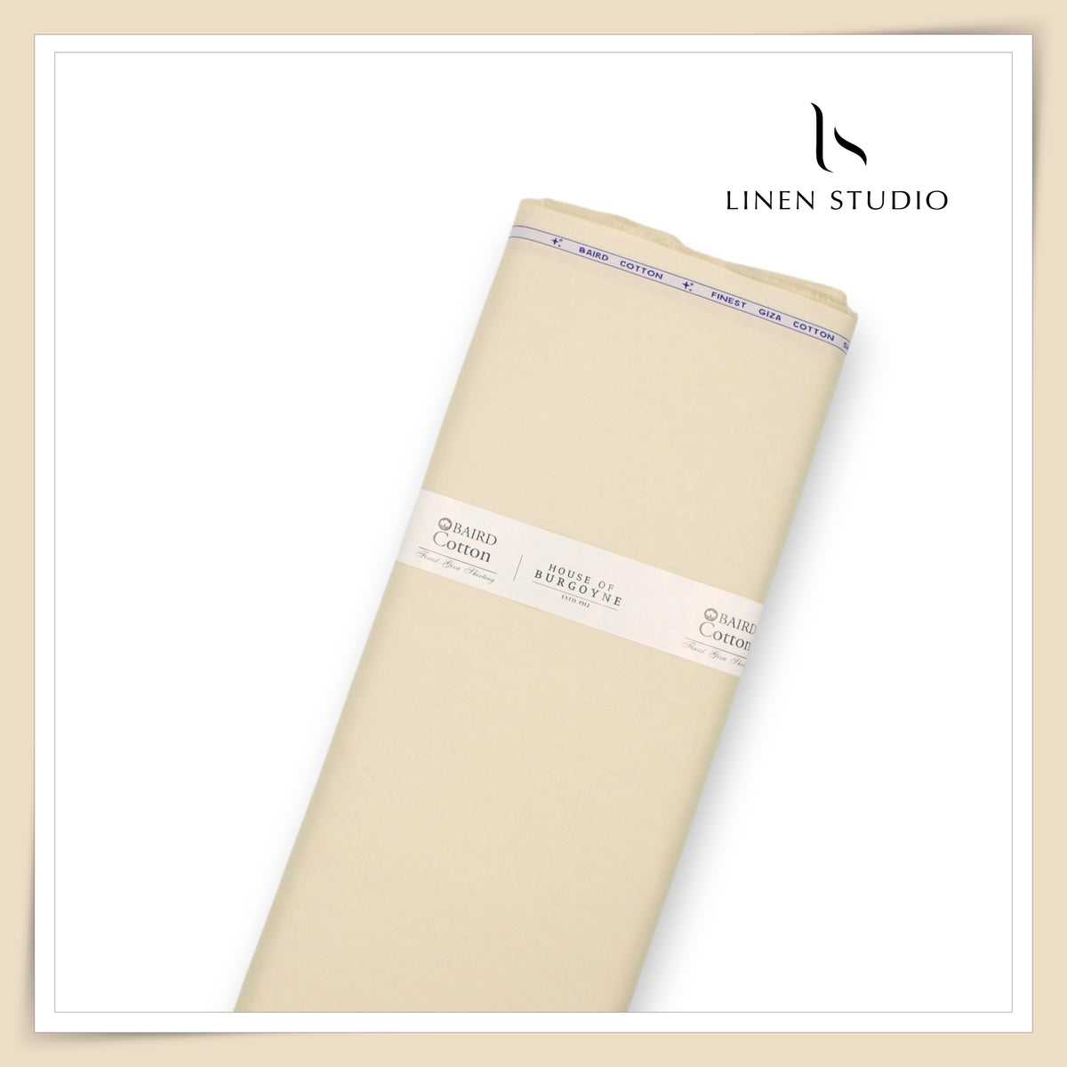 100% Giza Cotton Shirting by Burgoyne Ireland - Ivory Cream (NEW)