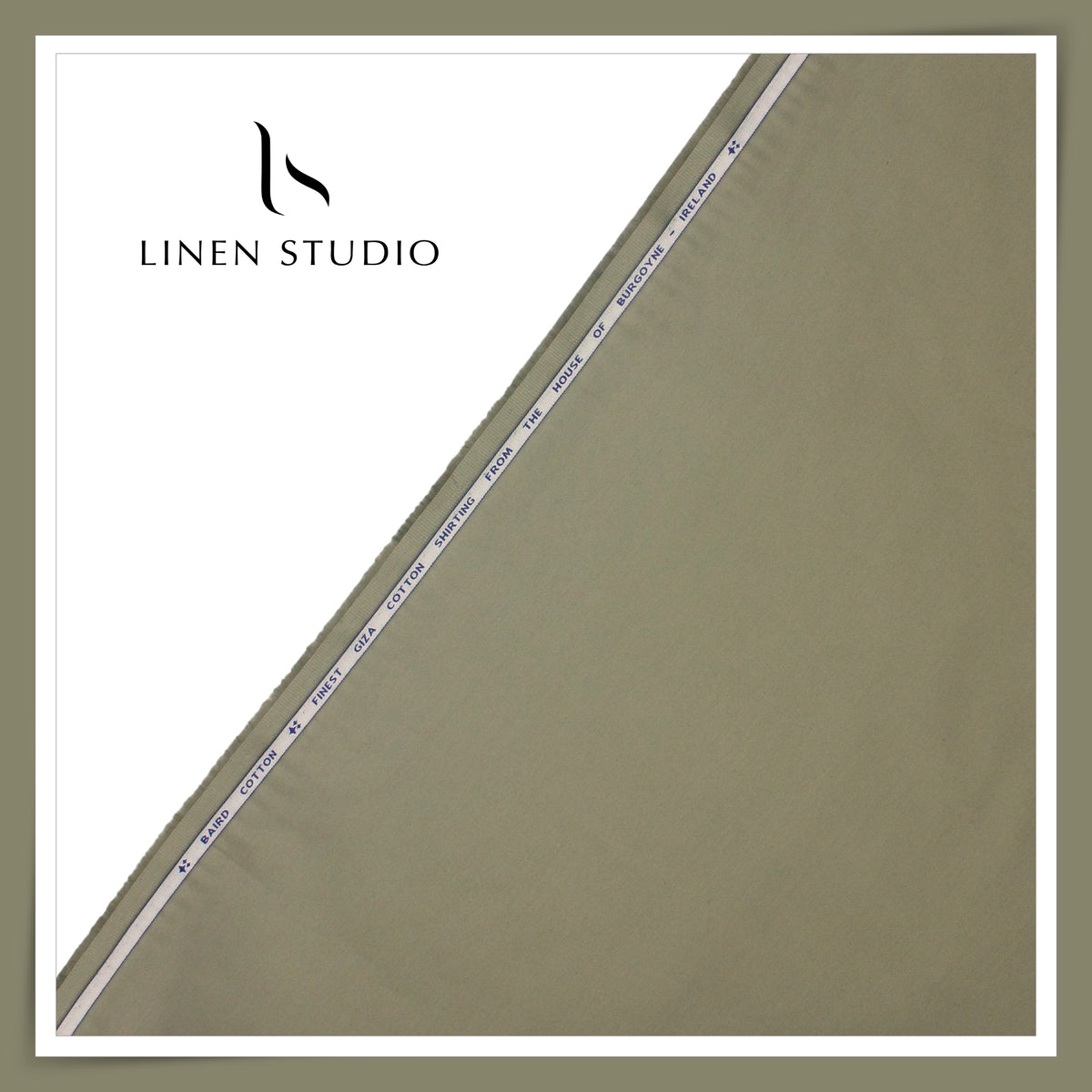 100% Giza Cotton Shirting by Burgoyne Ireland - Olive Haze (NEW)
