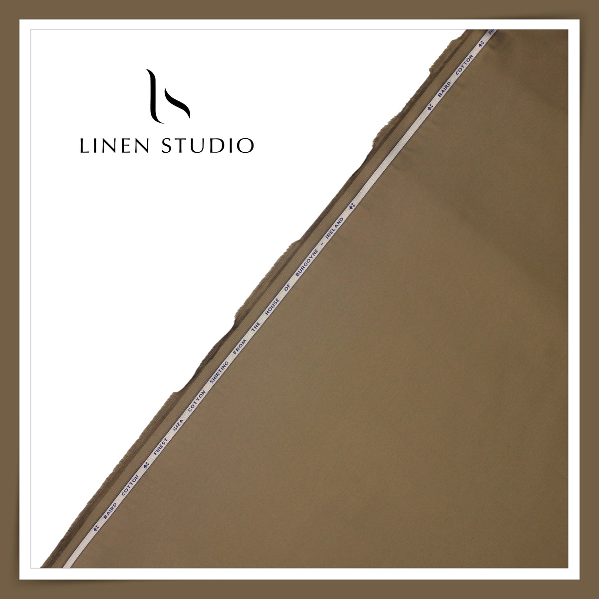 100% Giza Cotton Shirting by Burgoyne Ireland - Dark Taupe Brown (NEW)