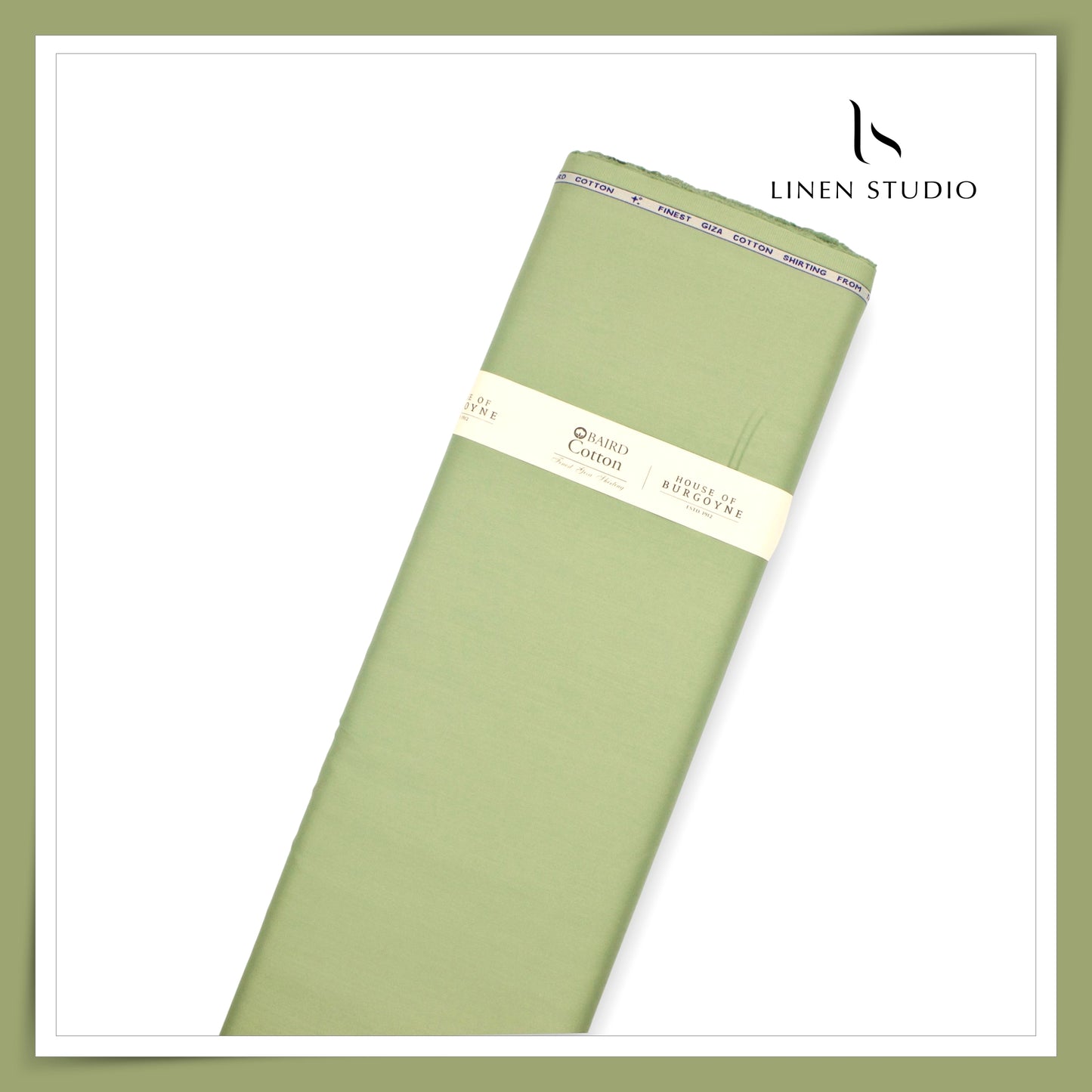 100% Giza Cotton Shirting by Burgoyne Ireland - Pistachio Green (NEW)