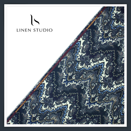 100% Giza Cotton Digital Printed by Burgoyne Ireland - Dark Blue (NEW)