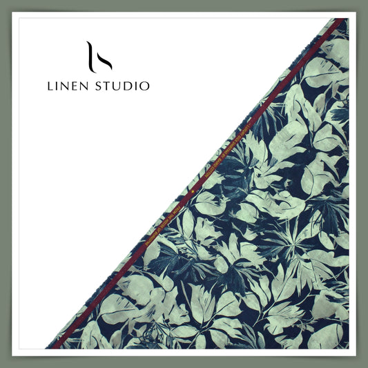100% Giza Cotton Digital Printed by Burgoyne Ireland - Dark Blue Bageecha (NEW)