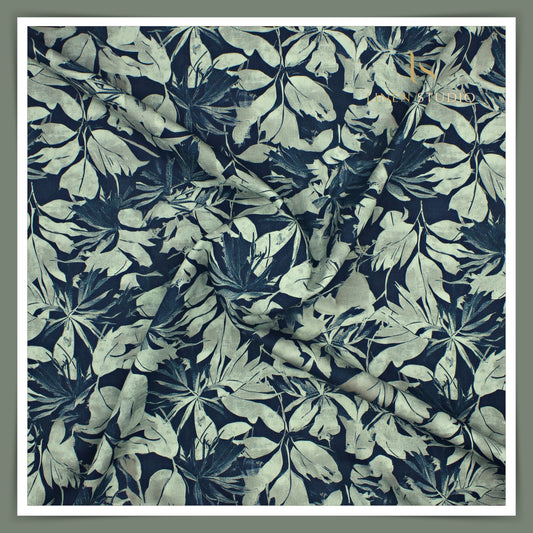 100% Giza Cotton Digital Printed by Burgoyne Ireland - Dark Blue Bageecha (NEW)