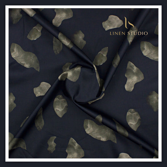 100% Giza Cotton Digital Printed by Burgoyne Ireland - Ebony Blue (NEW)