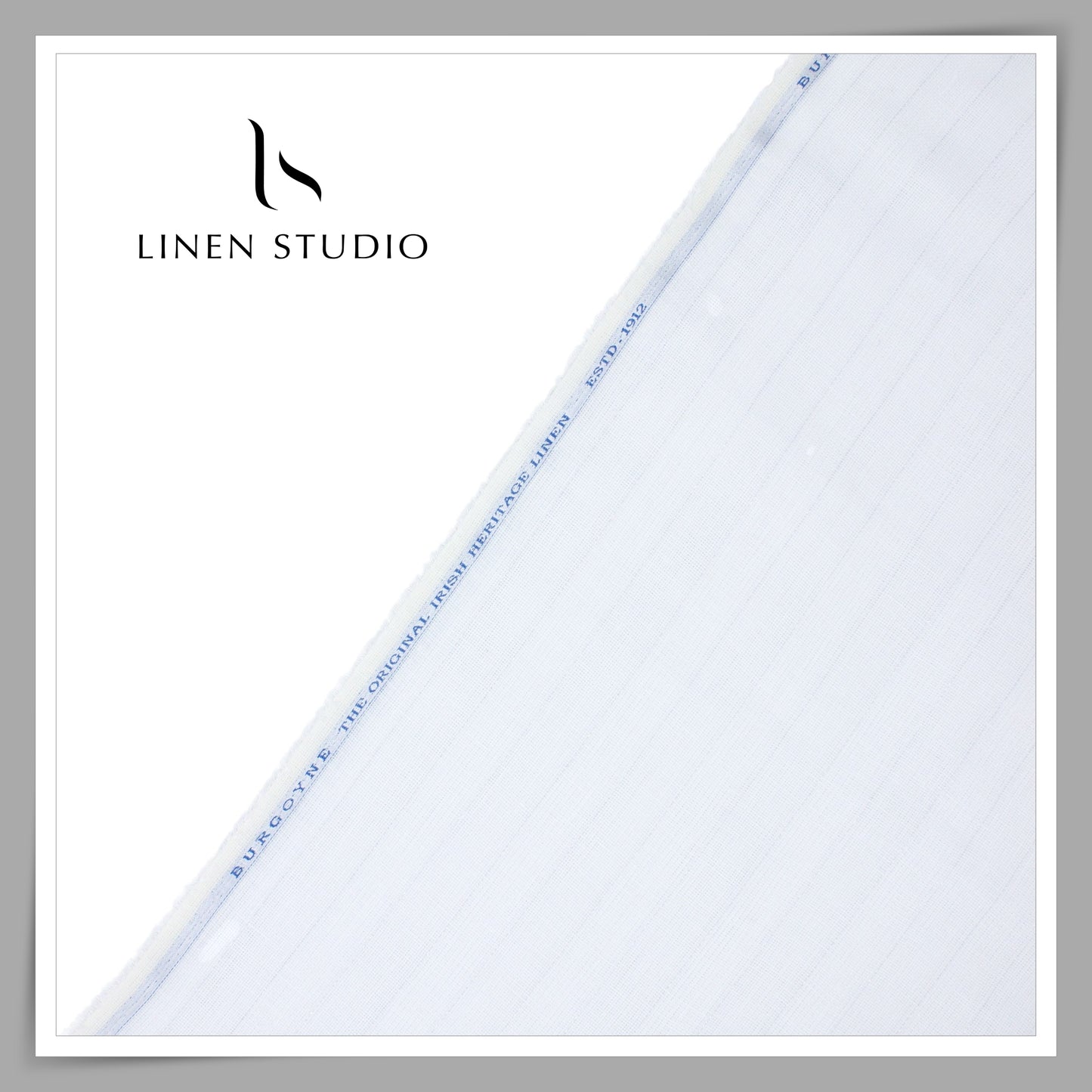 Burgoyne 60 Lea Netted Pure Linen White Shirting with Silver Lurex Stripes (NEW) (Zoom in)