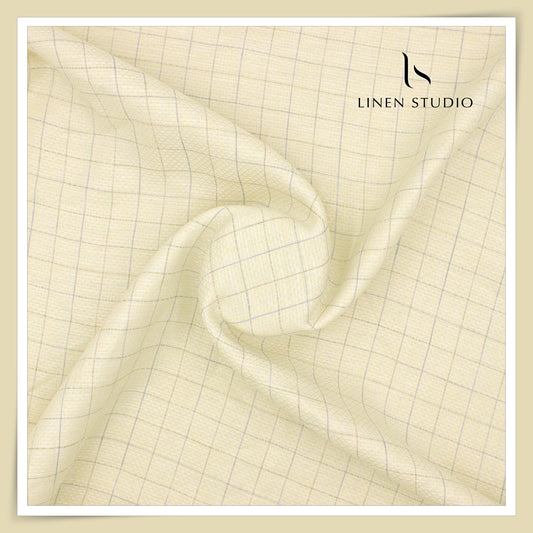 Burgoyne 70 Lea Premium Linen Jacquard Shirting - Yellow Diamond Checks (NEW) (Zoom In)