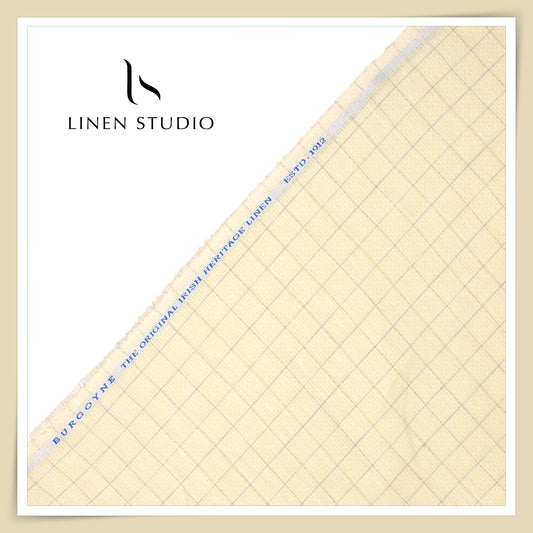 Burgoyne 70 Lea Premium Linen Jacquard Shirting - Yellow Diamond Checks (NEW) (Zoom In)