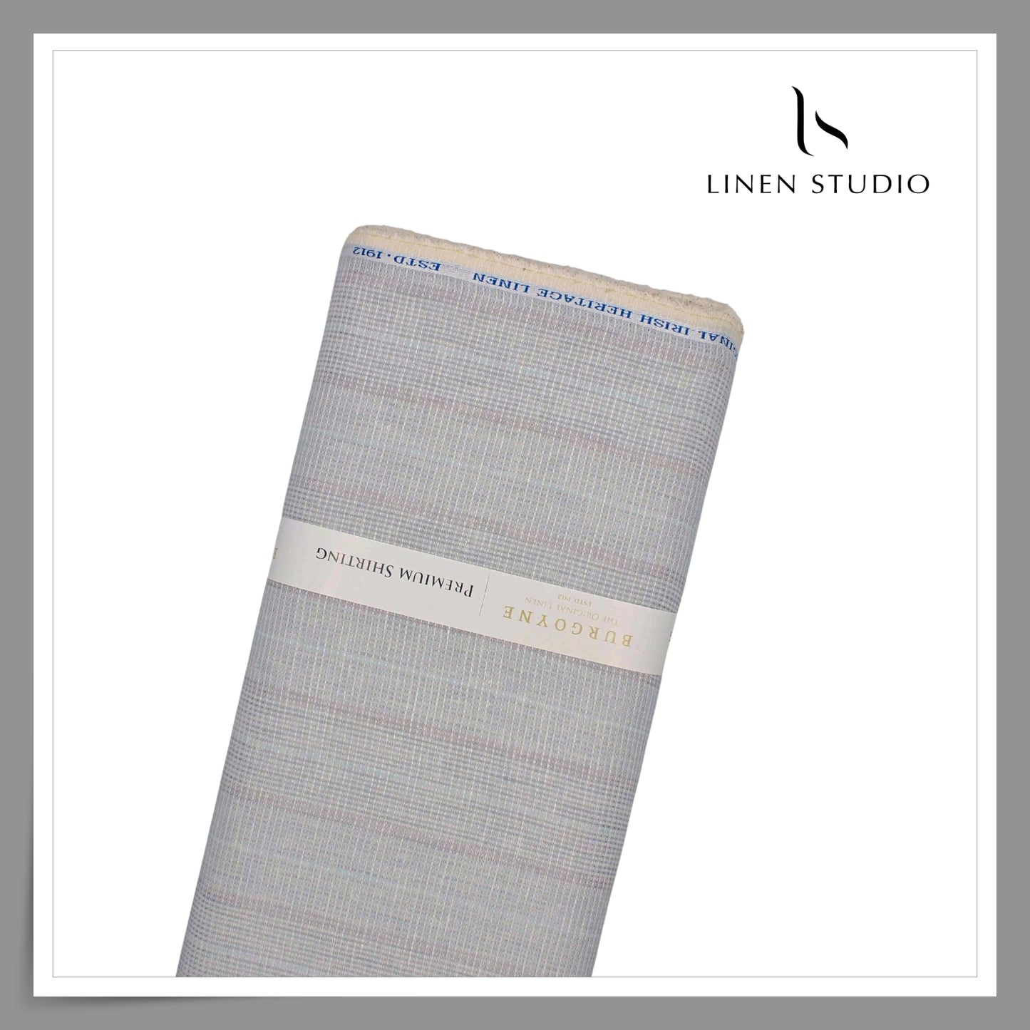 Burgoyne 70 Lea Premium Linen Jacquard Shirting - Greyish Blue Multicolour Stripes (NEW)