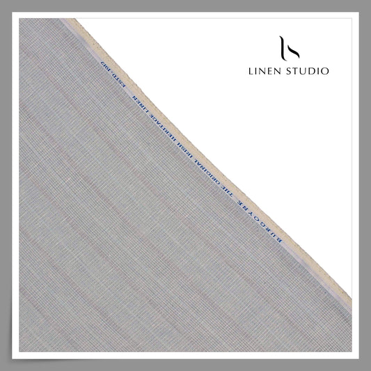 Burgoyne 70 Lea Premium Linen Jacquard Shirting - Greyish Blue Multicolour Stripes (NEW)