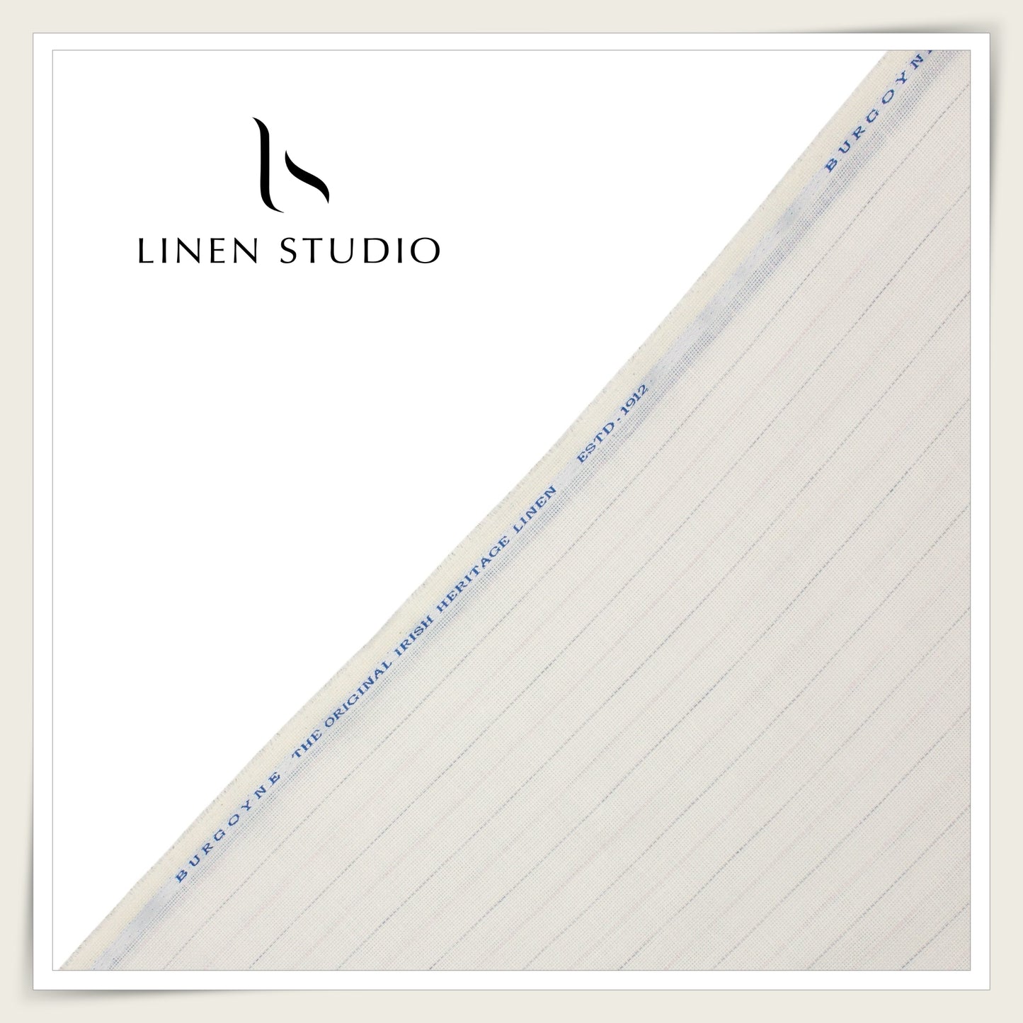 Burgoyne 60 Lea Netted Pure Linen Shirting - Cream with Grey/Pink Stripes (NEW) (Zoom in)