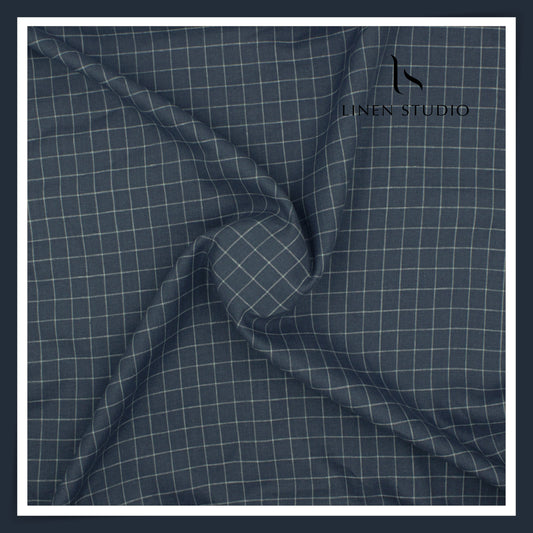 Burgoyne 60 Lea Pure Linen Shirting - Gun Powder Checks (NEW)
