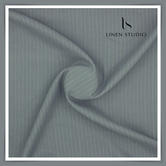 Burgoyne 60 Lea Pure Linen Shirting - Storm Grey Stripes (NEW)
