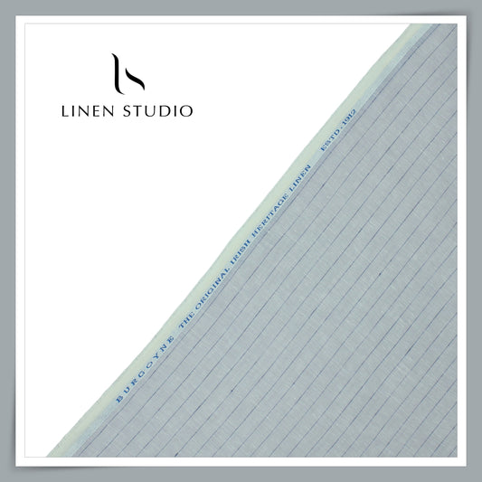 Burgoyne 60 Lea Pure Linen Shirting - Aluminium Grey Stripes (NEW)