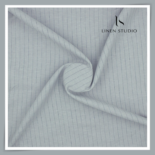 Burgoyne 60 Lea Pure Linen Shirting - Aluminium Grey Stripes (NEW)