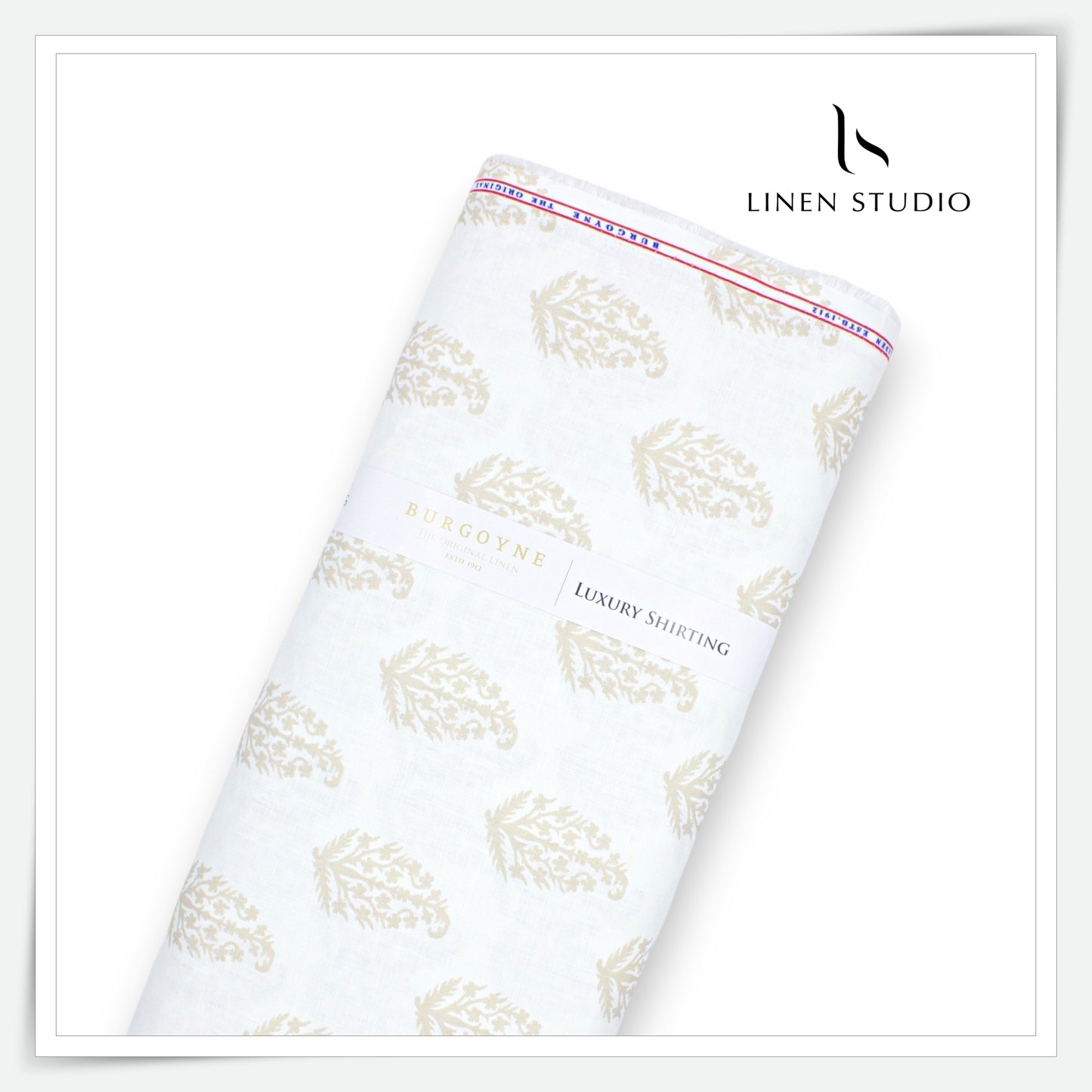 Burgoyne 70 Lea Premium Linen Digital Printed Shirting - White Ped (NEW)