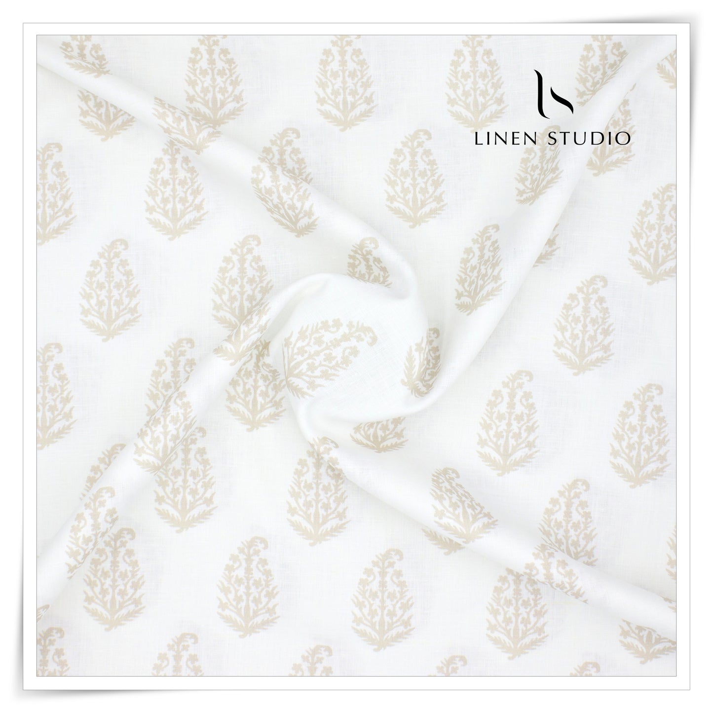 Burgoyne 70 Lea Premium Linen Digital Printed Shirting - White Ped (NEW)