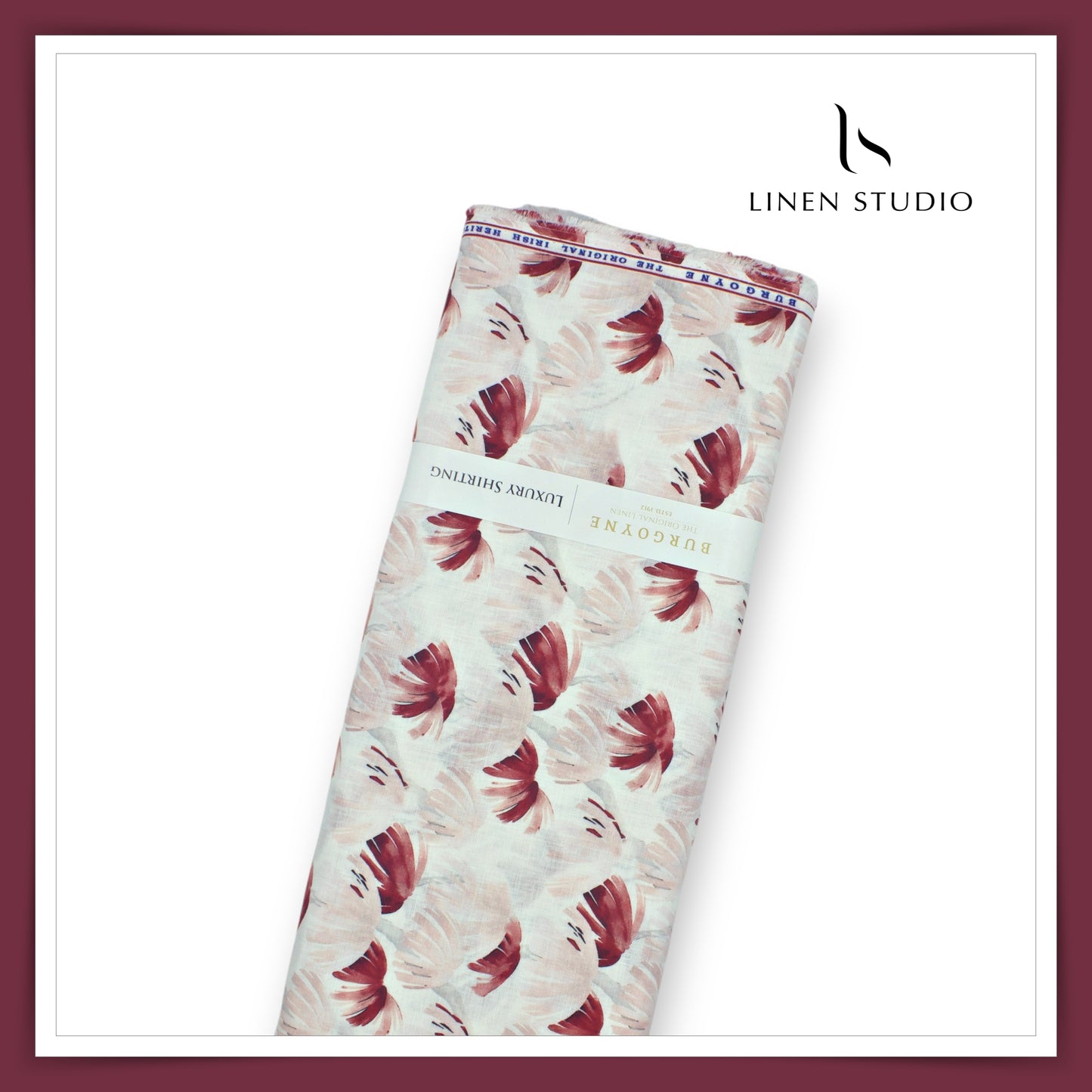 Burgoyne 70 Lea Premium Linen Digital Printed Shirting - Ruby (NEW)