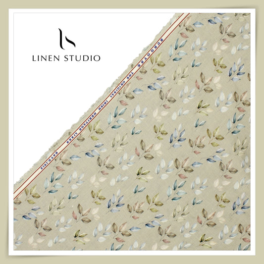 Burgoyne Pure Linen Digital Print - Pastel Grey