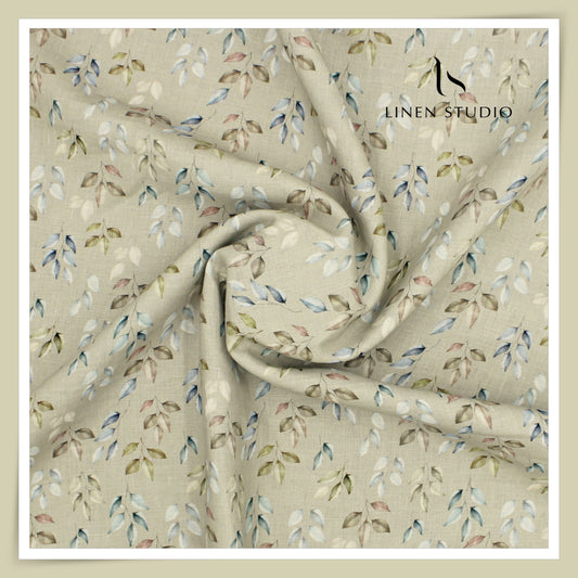 Burgoyne Pure Linen Digital Print - Pastel Grey