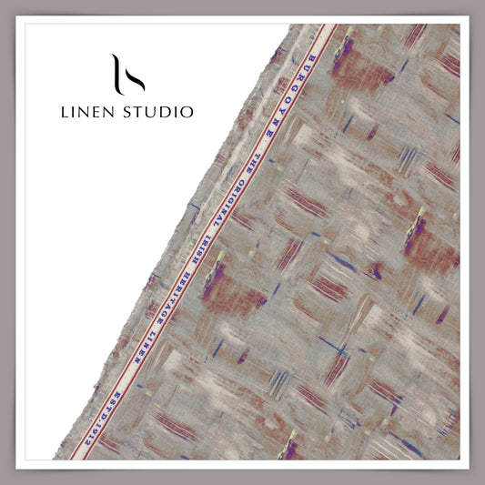 Burgoyne Pure Linen Digital Print - Abstract Grey (45% SALE)