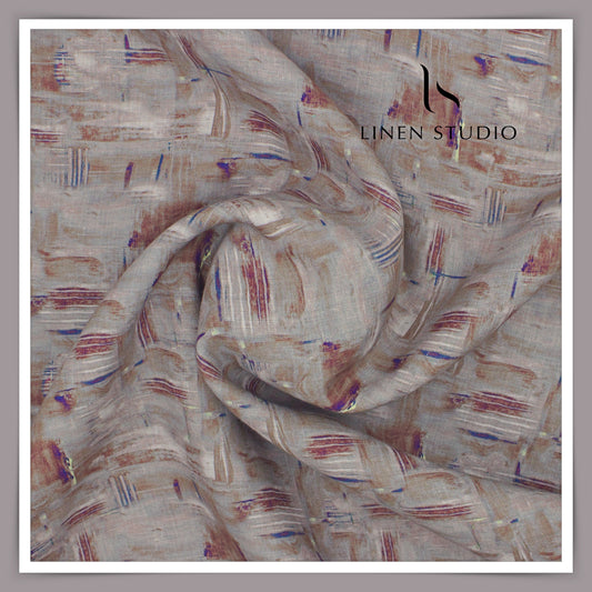 Burgoyne Pure Linen Digital Print - Abstract Grey (45% SALE)