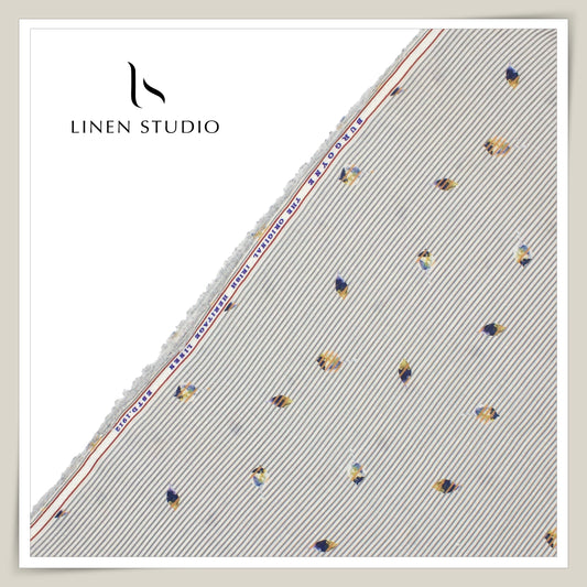 Burgoyne Pure Linen Digital Print - Striped Leaf (45% SALE)